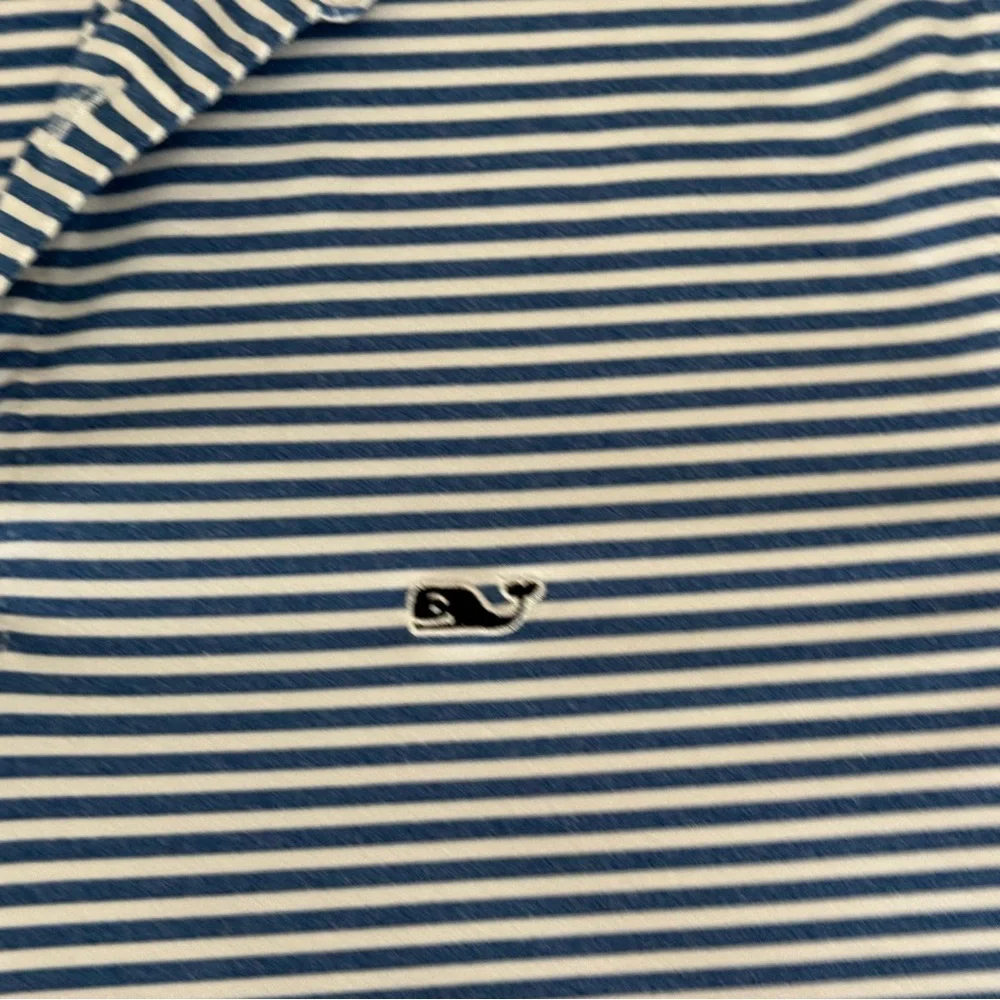 Vineyard Vines Striped Performance Polo in Navy and White - Picture 5 of 11
